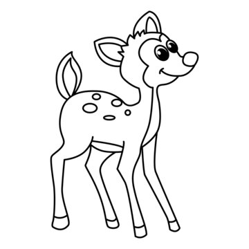 Mouse deer cartoon coloring page illustration vector. For kids coloring book.