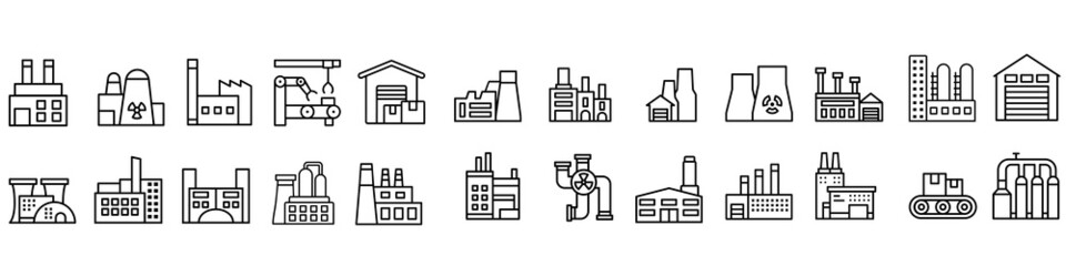 Factory icon vector set. productions illustration sign collection. manufacture symbol. industry logo.