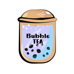  The glass is plastic, transparent with filling. Glass glass with smoothies, juice. Flat image style.