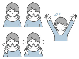 喜ぶ表情の強弱　私服の女の子