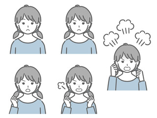 怒る表情の強弱　私服の女の子