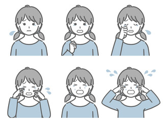 泣く表情の強弱　私服の女の子