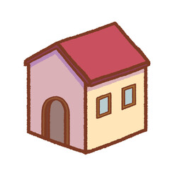 シンプルな赤い屋根の家