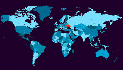 Fototapeta na wymiar World map. Ukraine map. 