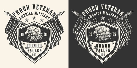 American Veteran monochrome emblem vintage
