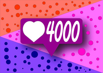 4000 likes. Banner for social network in thanks to followers with colored background