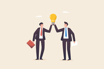 Positive thinking, brainstorm idea concept, creativity and imagination for Business. Business team or co-workers brainstorm.