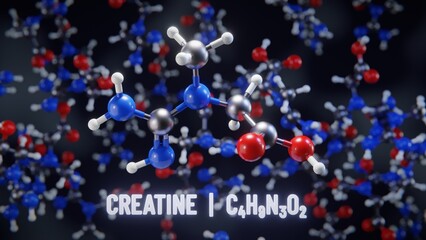 Creatine molecular structure. 3D illustration