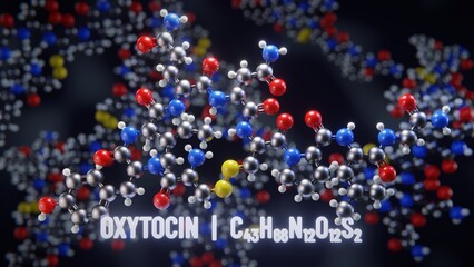 Oxytocin molecular structure. 3D illustration