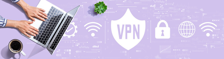 VPN concept with person using a laptop computer