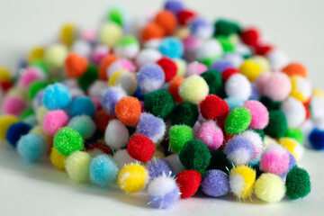 Fototapeta na wymiar Lots of colorful soft balls close-up