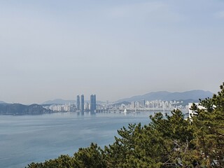 Ocean View in the morning from Dalmaji Hill, Busan, South Korea