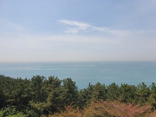 Ocean View in the morning from Dalmaji Hill, Busan, South Korea