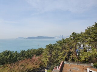Ocean View in the morning from Dalmaji Hill, Busan, South Korea