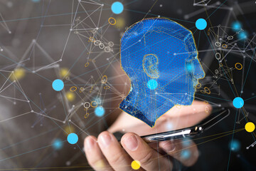 Human head and brain.Deep learning , Machine learning and artificial intelligence , AI Technology,