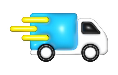 blue delivery car van 3d, icon, free shipping, fast delivery