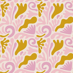 Vector illustration in simple linear style - design templates - hippie style  seamless pattern