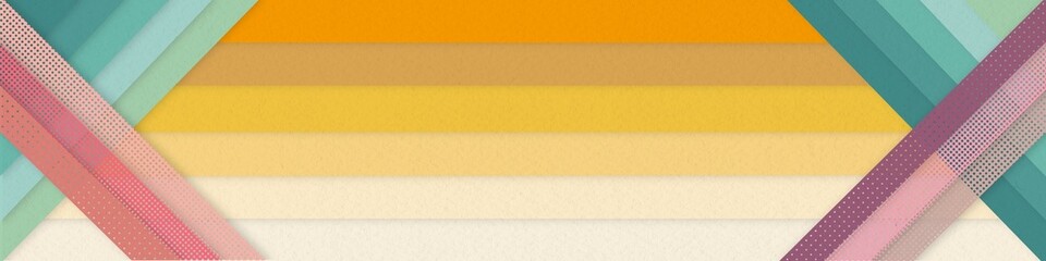 Retro style banner with copy space. Paper cut out strips. Stripes in the colors of the 80-90s.