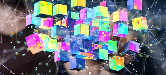 Artificial Intelligence Cloud technology. Integrated digital web concept background