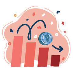 Vector illustration of Ruble exchange rate on international stock exchanges.