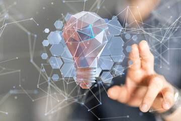 Neural network 3D illustration. Big data and cybersecurity