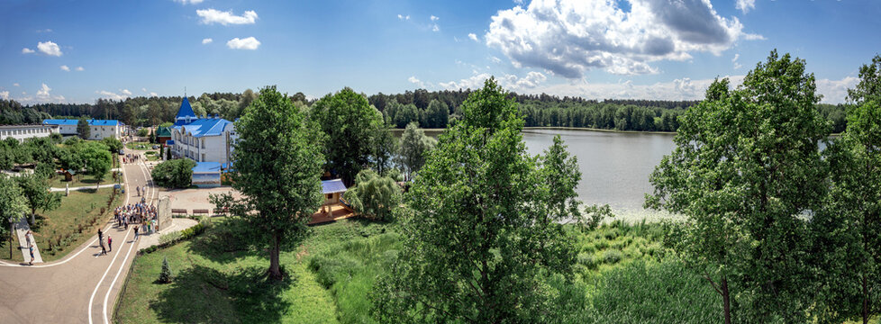 View of the pilgrim's house and Raifa Lake from the tower of the monastery