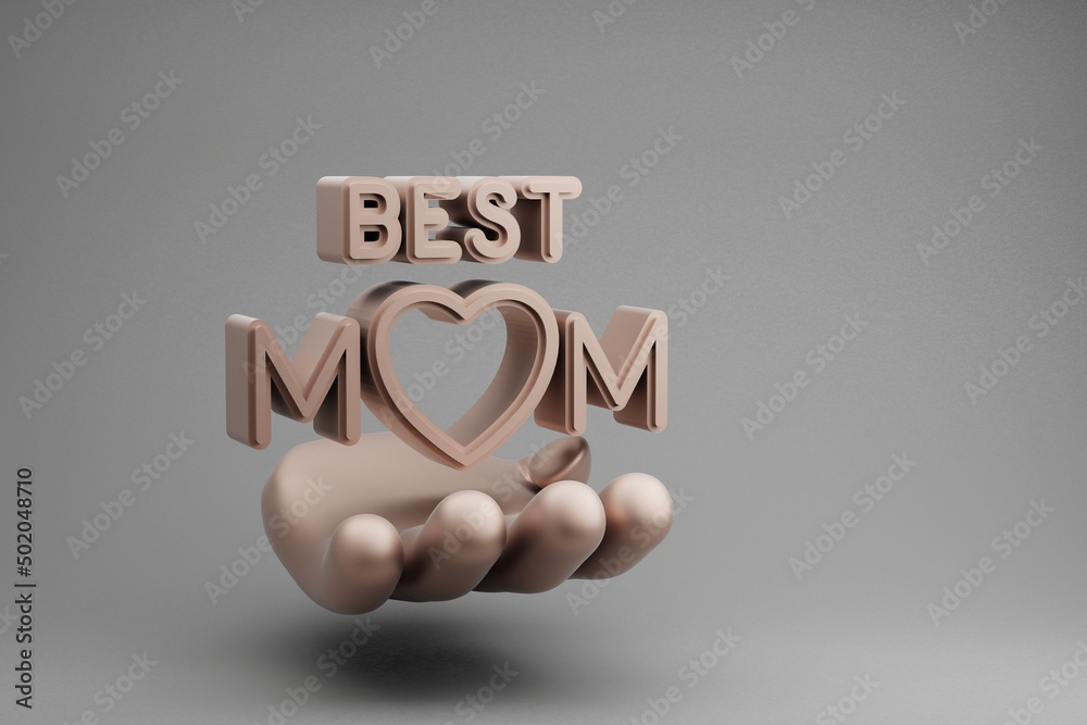 Aufkleber beautiful abstract illustrations golden hand holding word best mom with heart symbol icon on a gray 