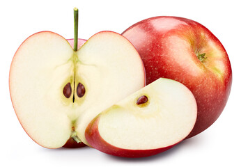 Apple. Red apple isolated on white background. Apple macro. With clipping path