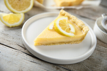 Traditional homemade creamy lemon tart