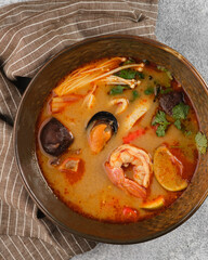 Spicy soup with seafood. tom yum