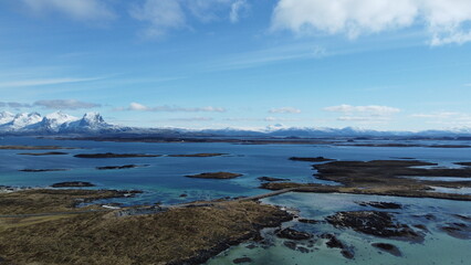 flying over parts of the famous archipelago in nordland in early spring