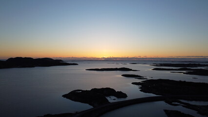 sunset over parts of the massive archipelago on the heroy island in nordland, northern Norway