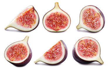 Fig collection. Fig set isolated on white background. Fig macro. With clipping path