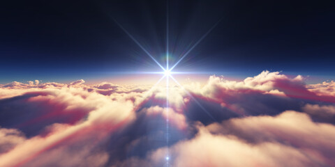 above clouds sunrise sun ray illustration