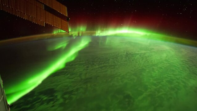 Auroras Lights Outer Space View From International Space Station ISS, Public Domain images from Nasa Time lapse