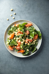 Homemade Caesar salad with smoked salmon