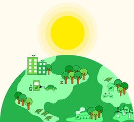 Ecofriendly renewable sustainable environment illustration banner 