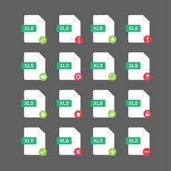 Flat design with XLS files icon set ,symbol set, vector design element illustration