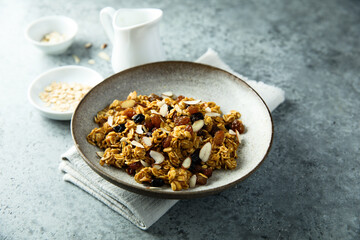Traditional homemade granola with almond