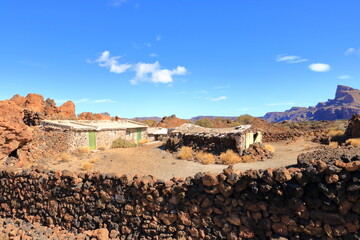 former sanatorium in the canadas of tenerife, in the national parkland teide volcano - obrazy, fototapety, plakaty