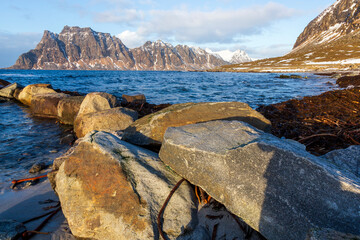 Seascape at Uttakleiv in Lofoten Islands. Norway.