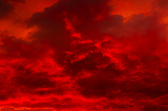 red clouds in the sky, summer sunset