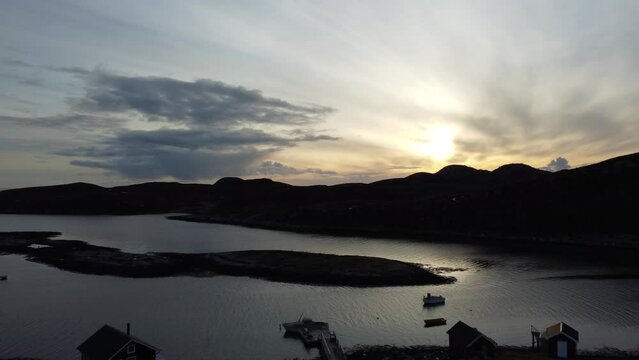 sunset over parts of the massive archipelago on the heroy island in nordland, northern Norway