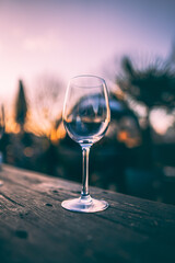 Wine Glass at Sunset in the City 