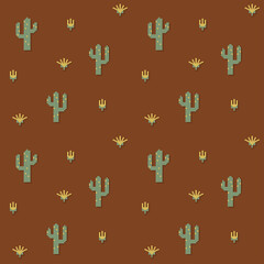 Seamless pattern of small-scale influenced floral cactus print