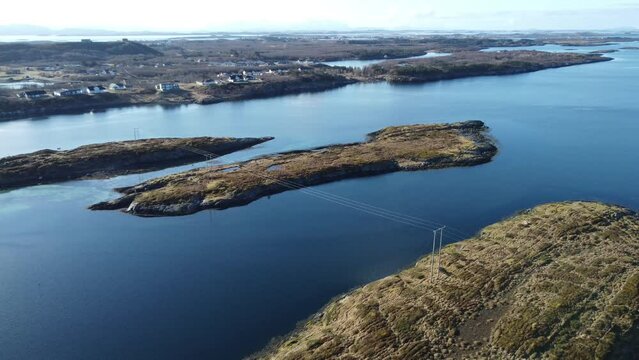 majestic sea, mountain and island view from the island of Heroy in nordland giving a small view of the massive archipelago and the diverse landscape of the region