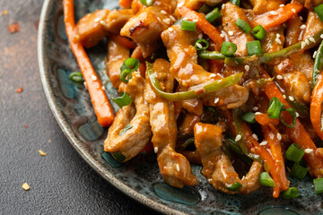 Chinese sichuan shredded pork with vegetables. Asian cuisine