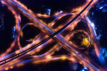 Expressway top view, Road traffic an important infrastructure,car traffic transportation above...