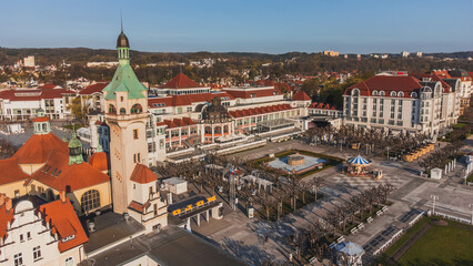 Fototapeta na wymiar Morning view of Sopot. View from the drone.