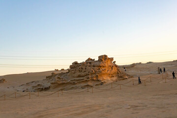Fototapeta na wymiar Al Wathba fossil dunes in Abu Dhabi enlighted at dusk